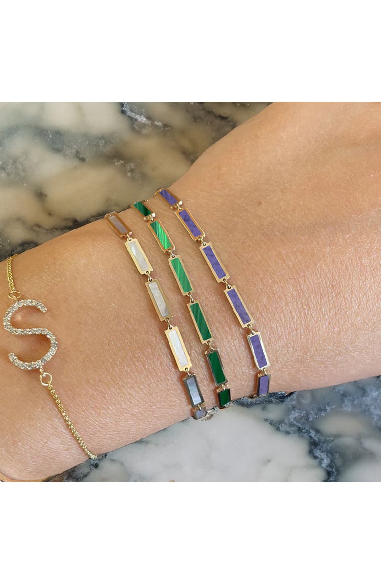 The Lovery Fine Jewelry Malachite Bar Bracelet, Alternate, color, Green
