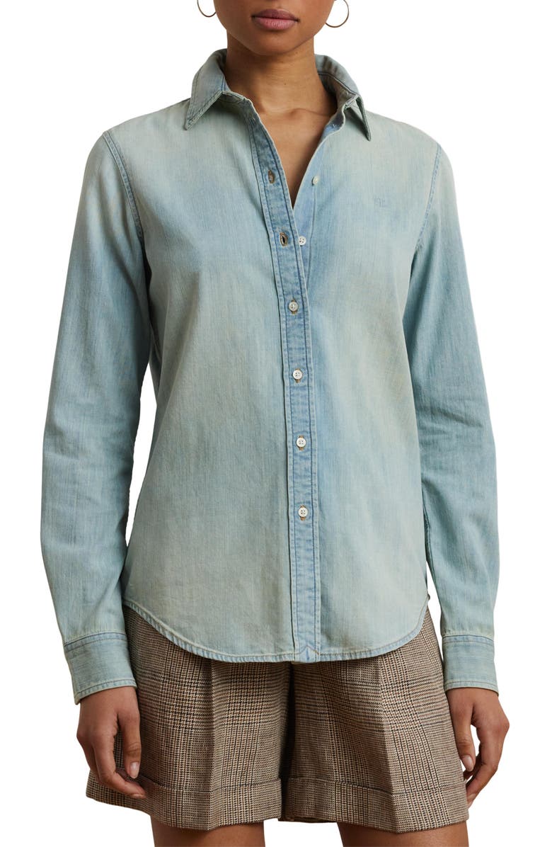 Lauren Ralph Lauren Classic Fit Denim Button-Up Shirt, Main, color,