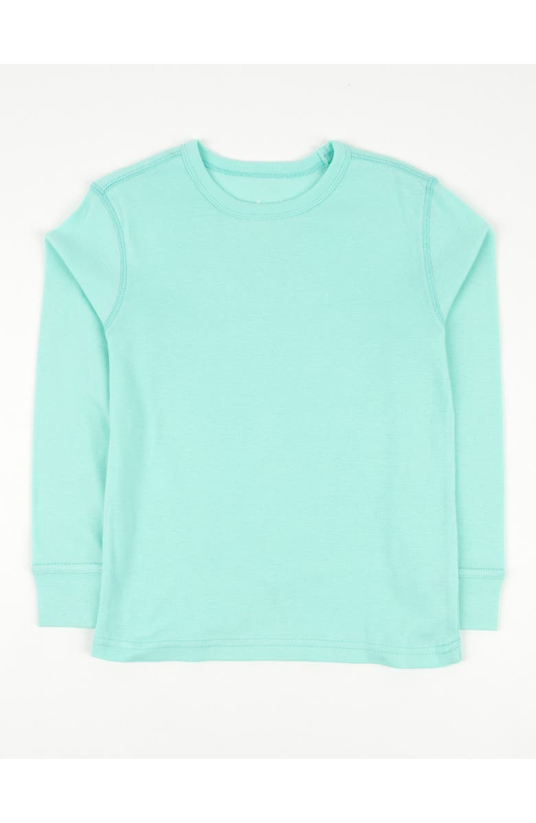 Leveret Kids Long Sleeve T-Shirt, 100% Cotton, Solid Colors, Main, color, Aqua