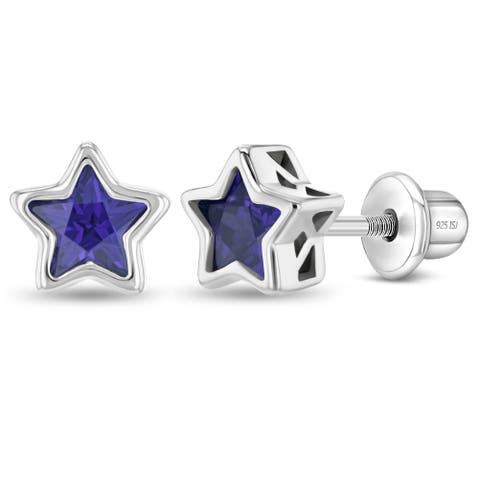 Cubic Zirconia Birthstone Star Earrings
