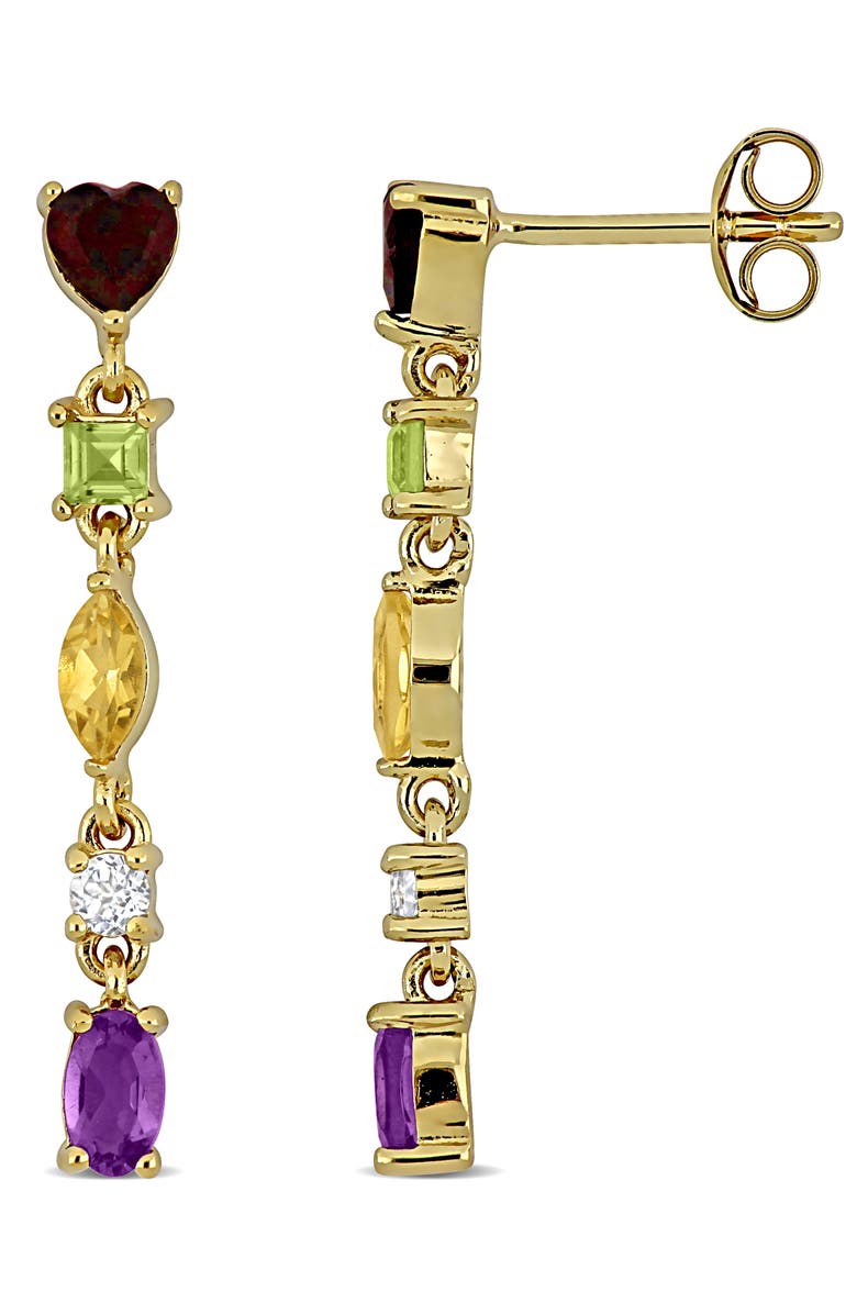 DELMAR Semiprecious Stone Linear Drop Earrings, Main, color, Purple Multi
