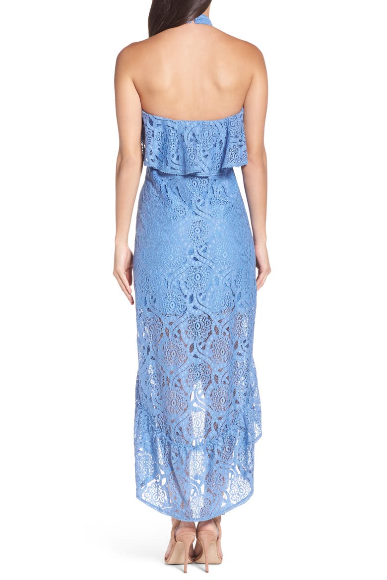 Ruffle Lace Midi Dress, Alternate, color, BLUE LAKE
