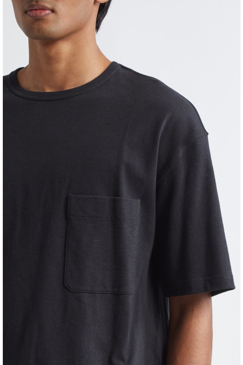 Boxy Cotton & Linen T-Shirt, Alternate, color, JET BLACK