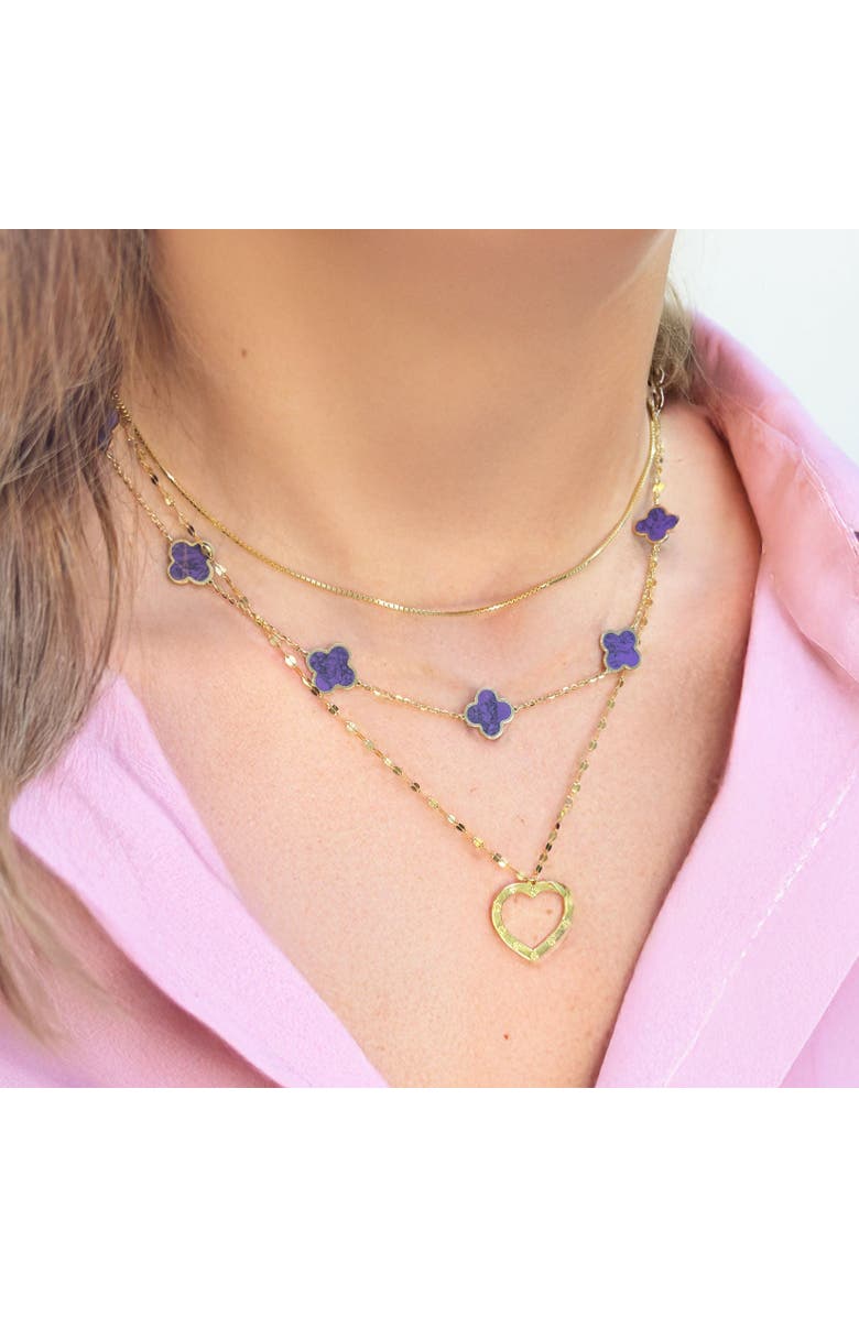 The Lovery Fine Jewelry Shimmer Open Heart Necklace, Alternate, color, Yellow Gold