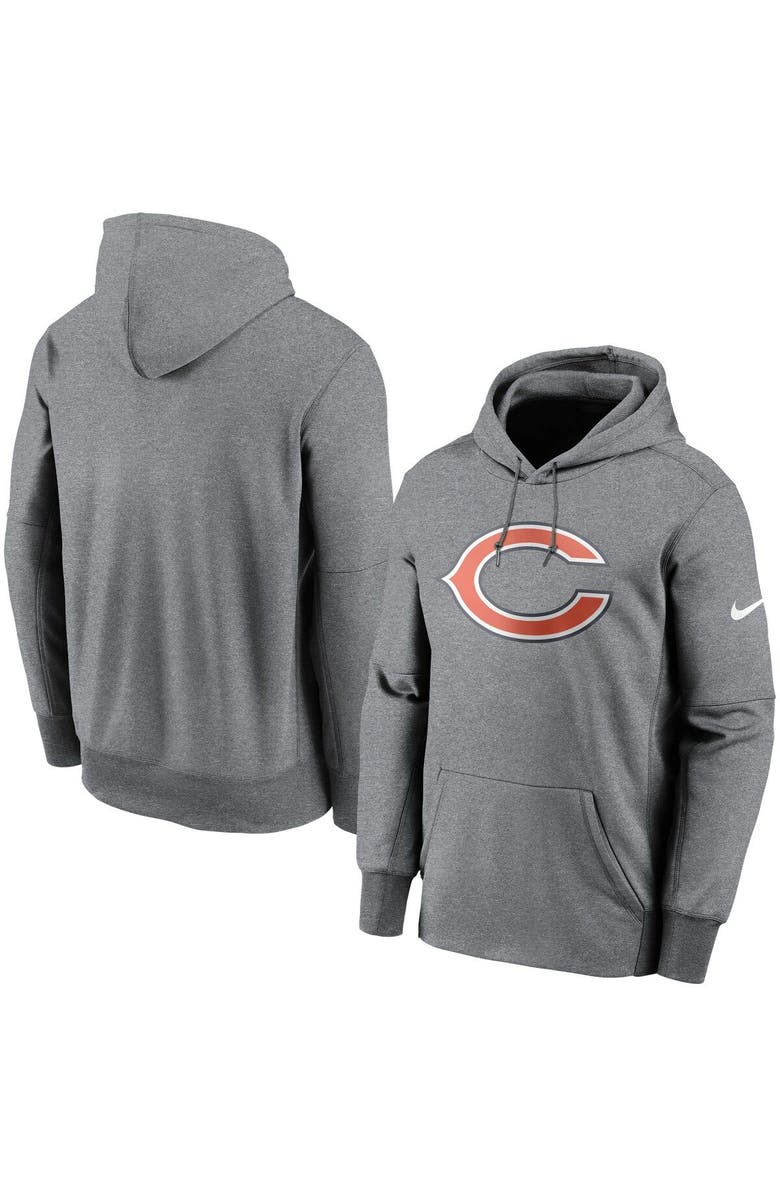Nike Men's Nike Heathered Charcoal Chicago Bears Fan Gear Primary Logo Therma Performance Pullover Hoodie, Main, color, 