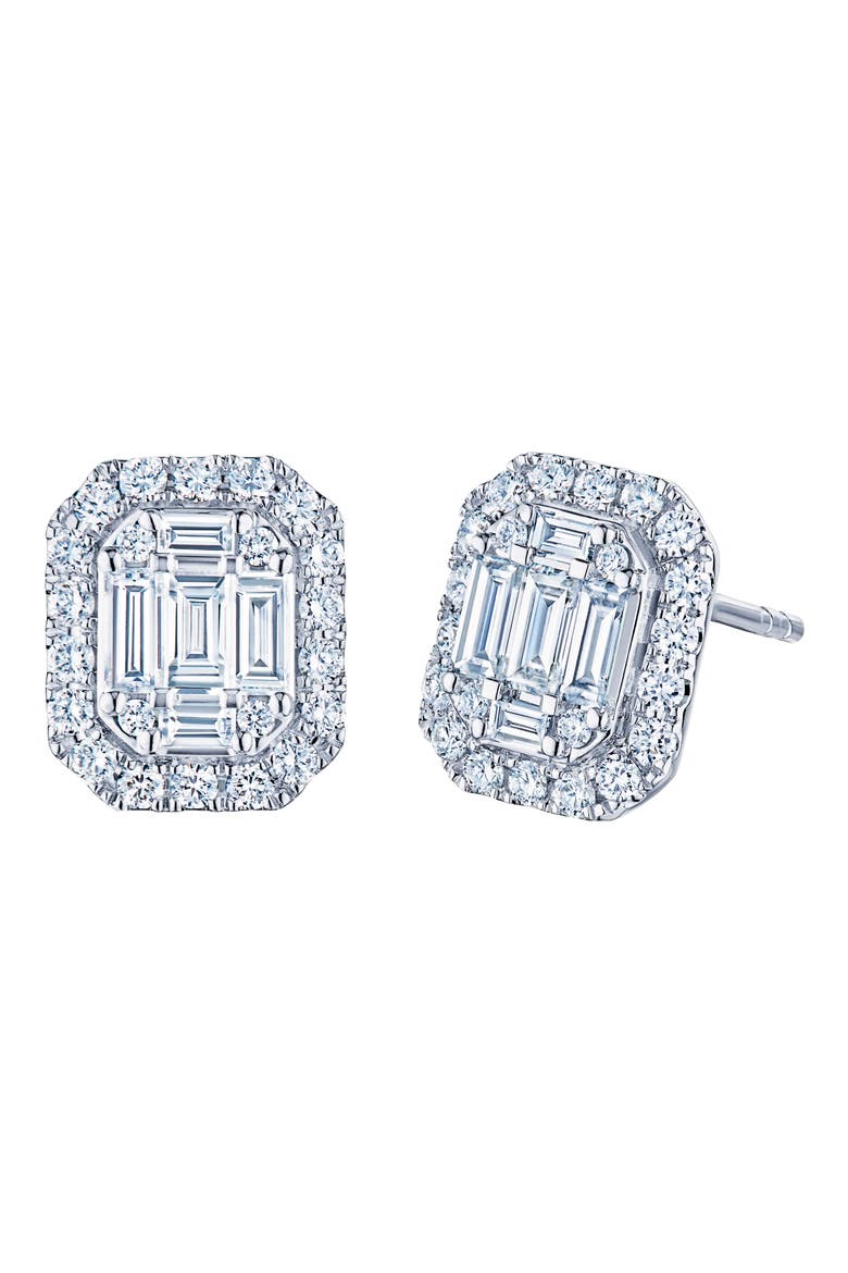 Sunburst Diamond Stud Earrings, Main, color, 18K WHITE GOLD
