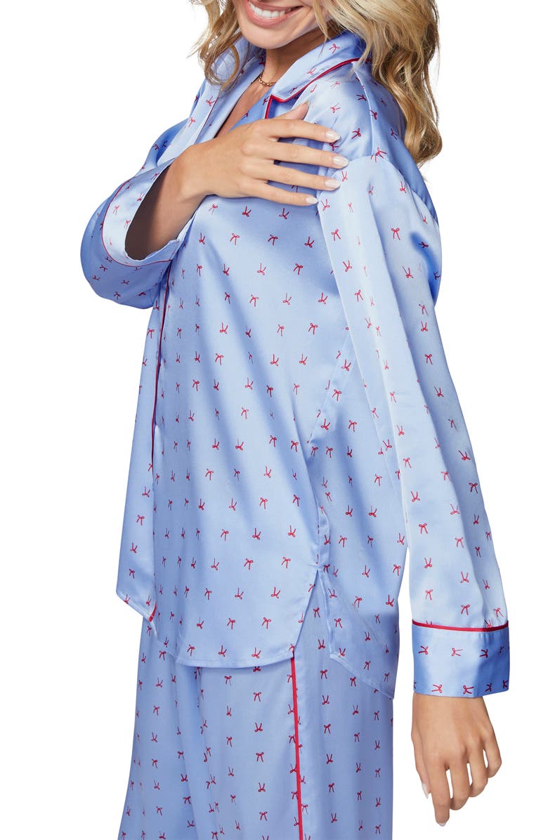 Florence by Mills Dream Satin Pajama Shirt, Alternate, color, Windsurfer Ribbon