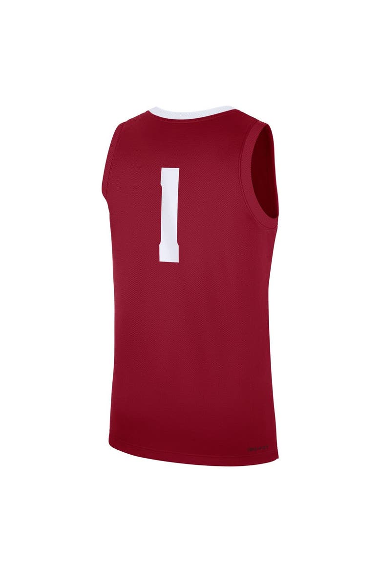 Men's Nike #1 Crimson Alabama Crimson Tide Road Replica Jersey, Alternate, color, Crimson