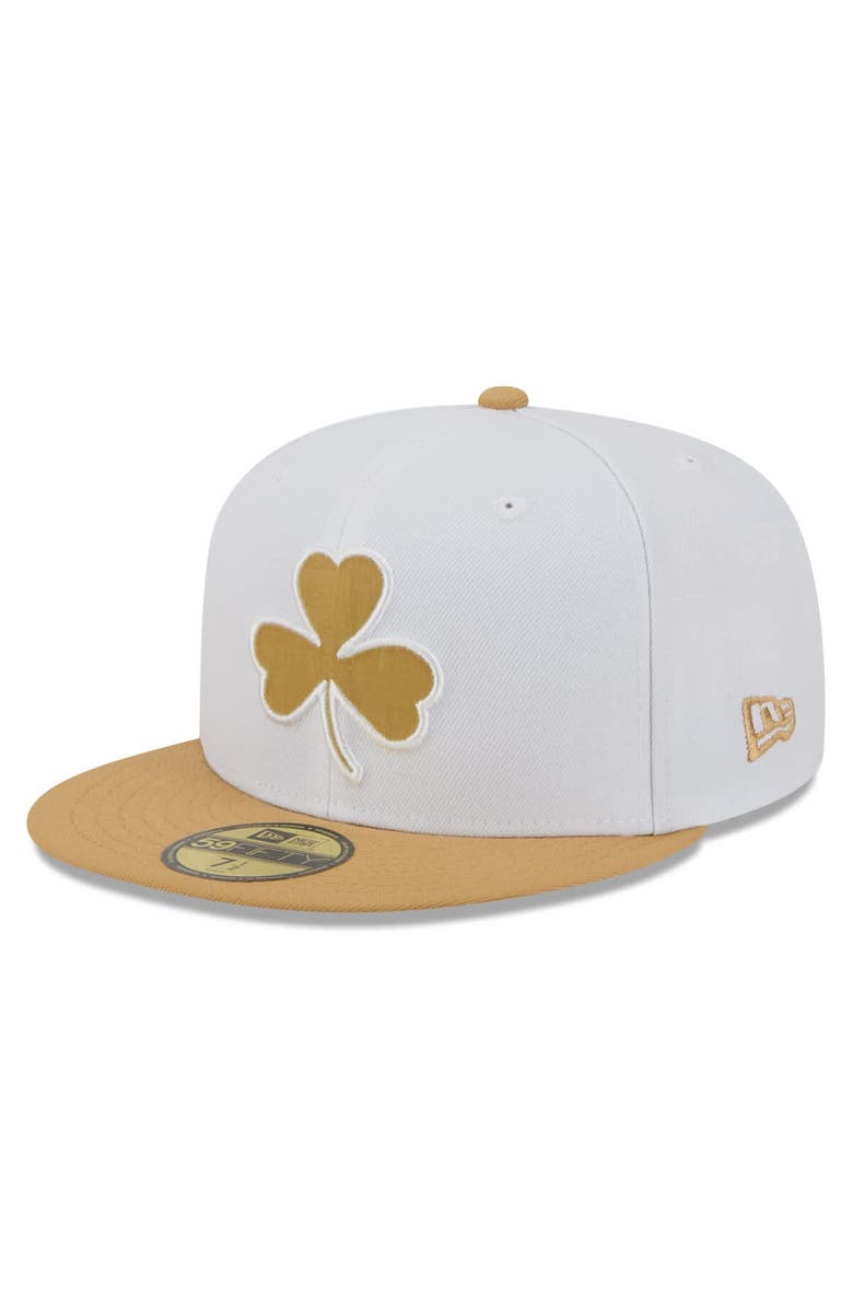 New Era Men
s New Era White/Gold Boston Celtics 2025/26 City Edition 59FIFTY Fitted Hat, Alternate, color, White