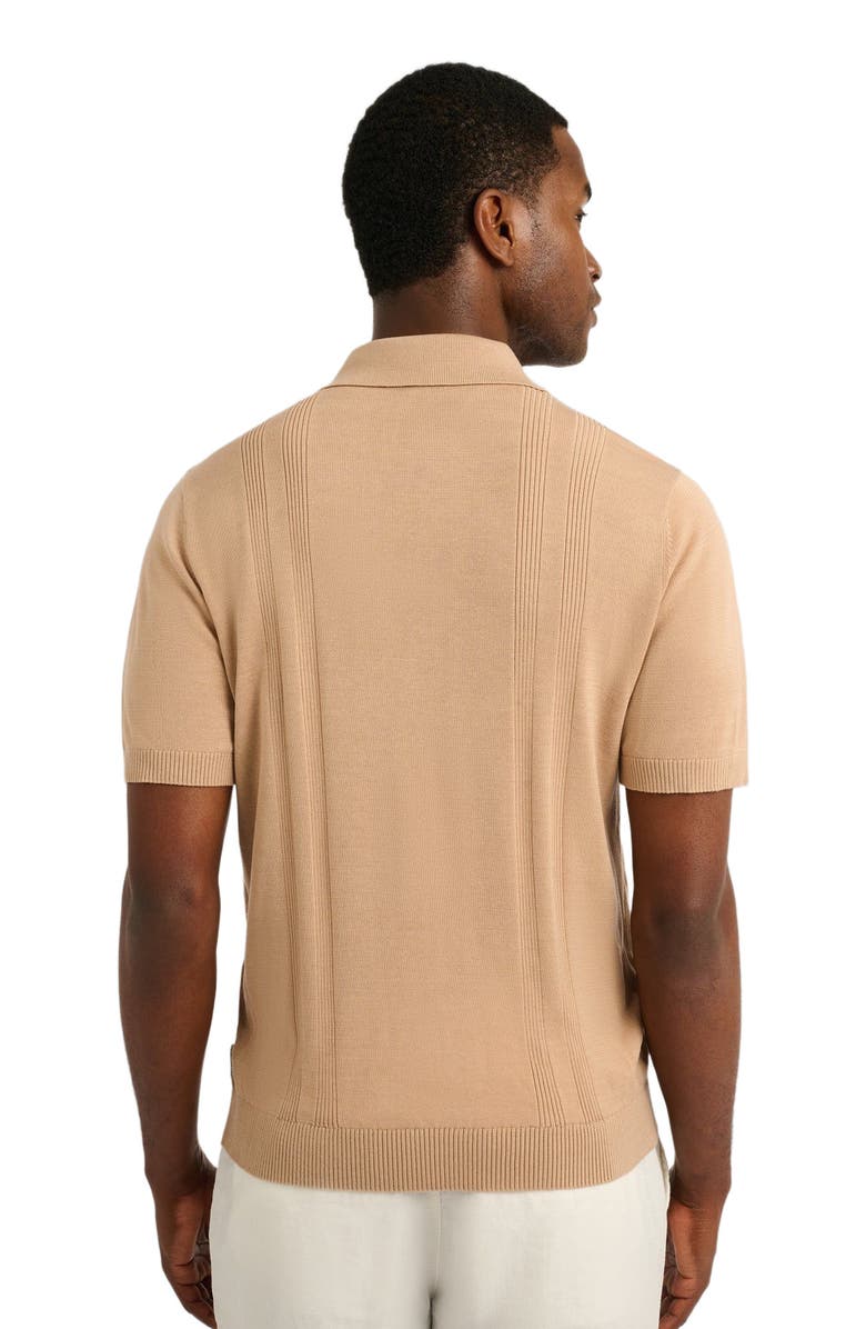 Onia Silk Ribbed Knit Polo, Alternate, color, Tan