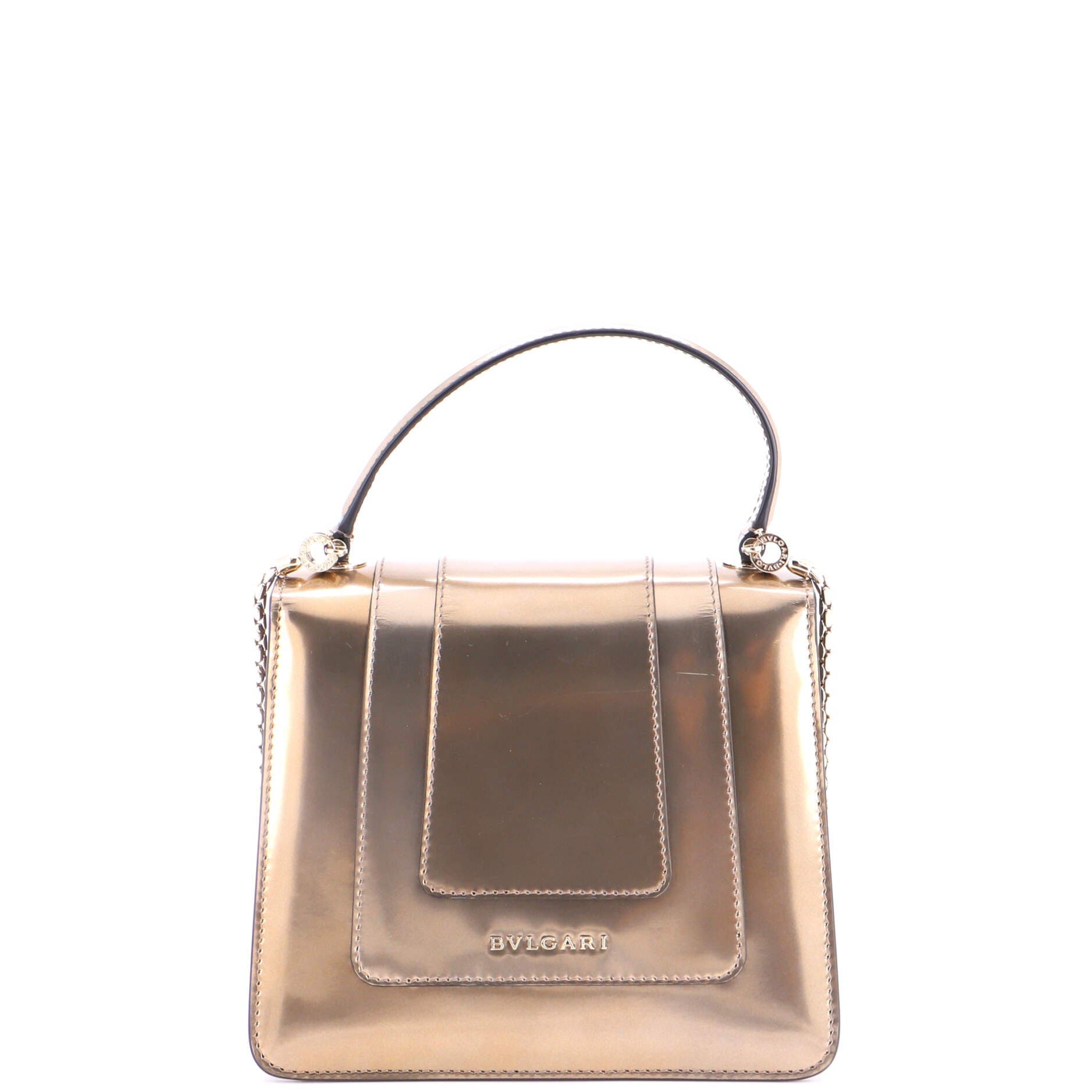 Serpenti Top Handle Bag Patent Small, Alternate, color, Metallic Gold