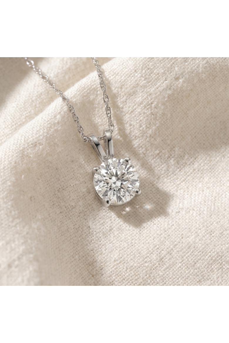 1 1/2 Ct Moissnite Solitaire Pendant 14k Gold Womens Necklace, Alternate, color, 14k White Gold