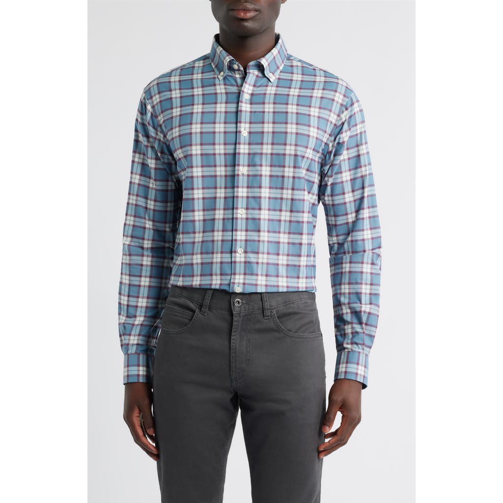 Johnnie-o Feldy Plaid Stretch Button-down Shirt In Blue
