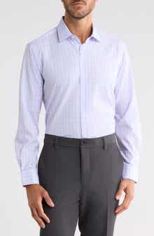 Plaid Trim Fit Dress Shirt