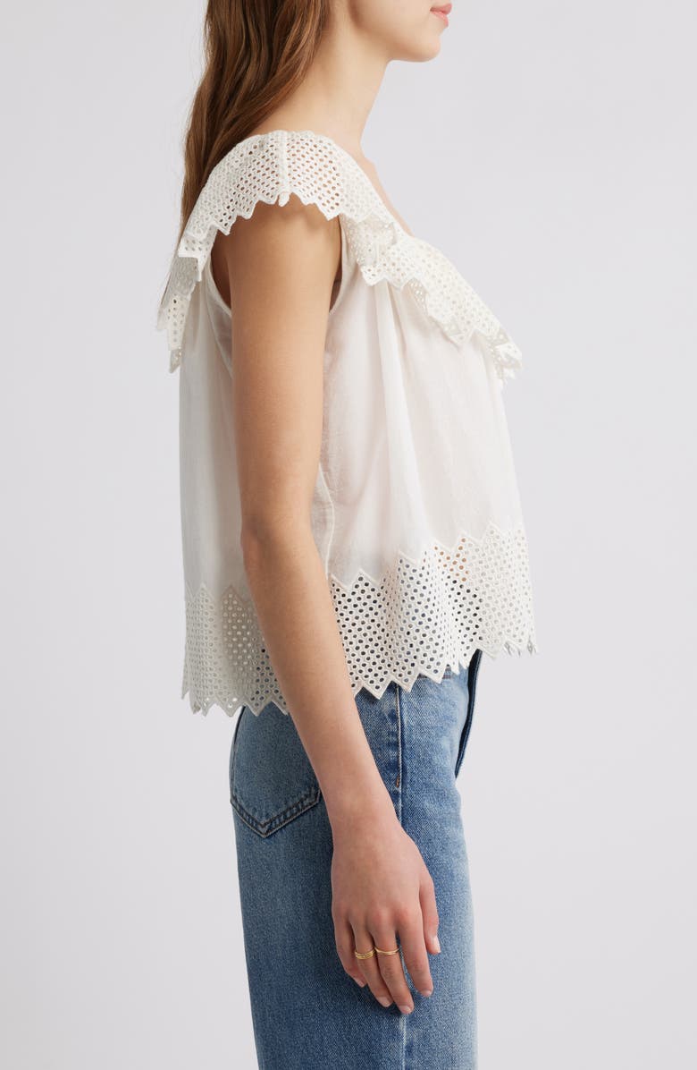 THE GREAT. The Westport Honeycomb Eyelet Cotton Voile Top, Alternate, color, 