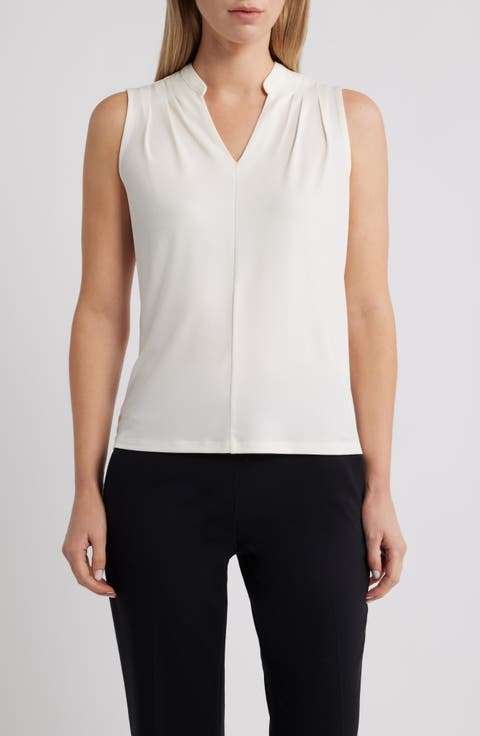 Pleat Shoulder Sleeveless Top