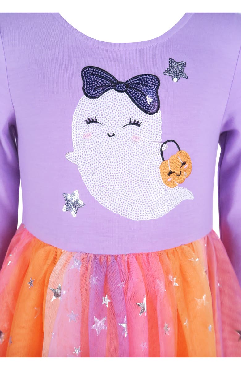 Zunie Kids' Halloween Ghost Sequin Tutu Dress, Alternate, color,