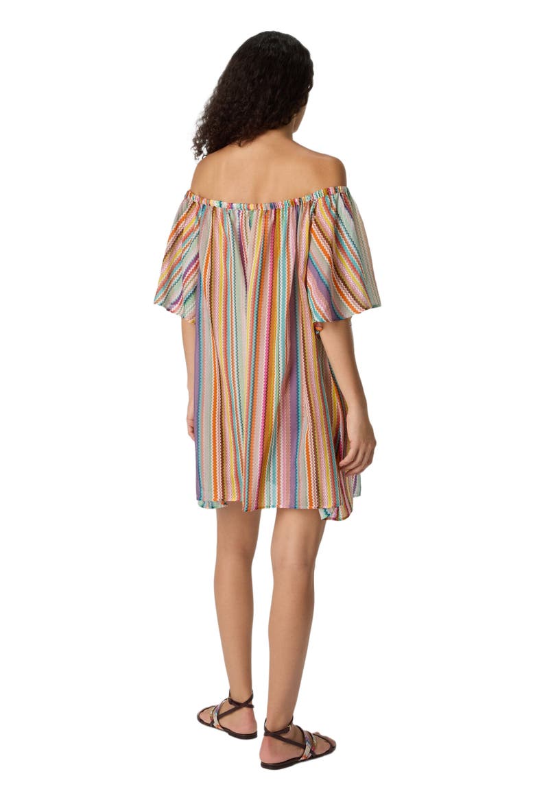Short Cover-up In Cotton And Silk With Zigzag Pattern, Alternate, color, Multicoloured