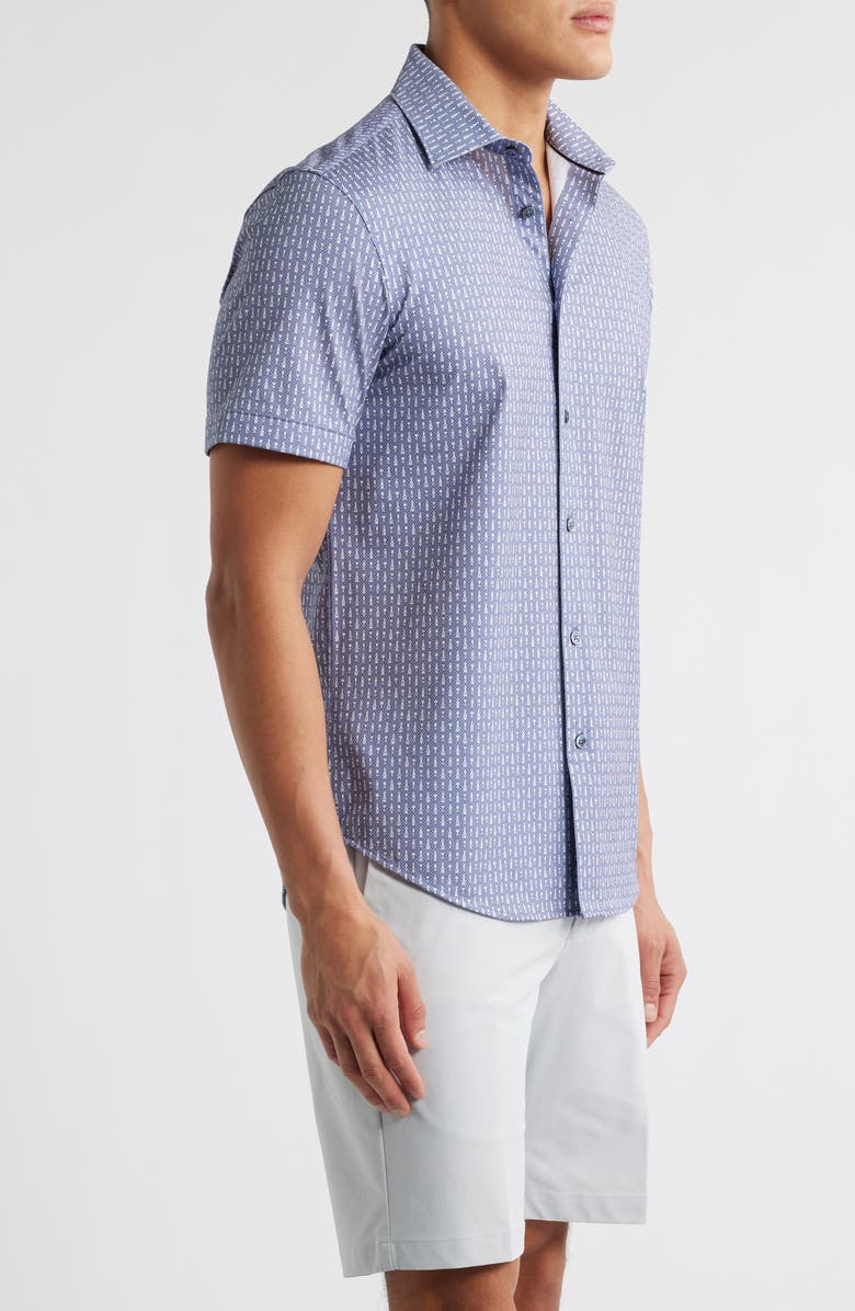 Miles OoohCotton<sup>®</sup> Wine Print Short Sleeve Button-Up Shirt