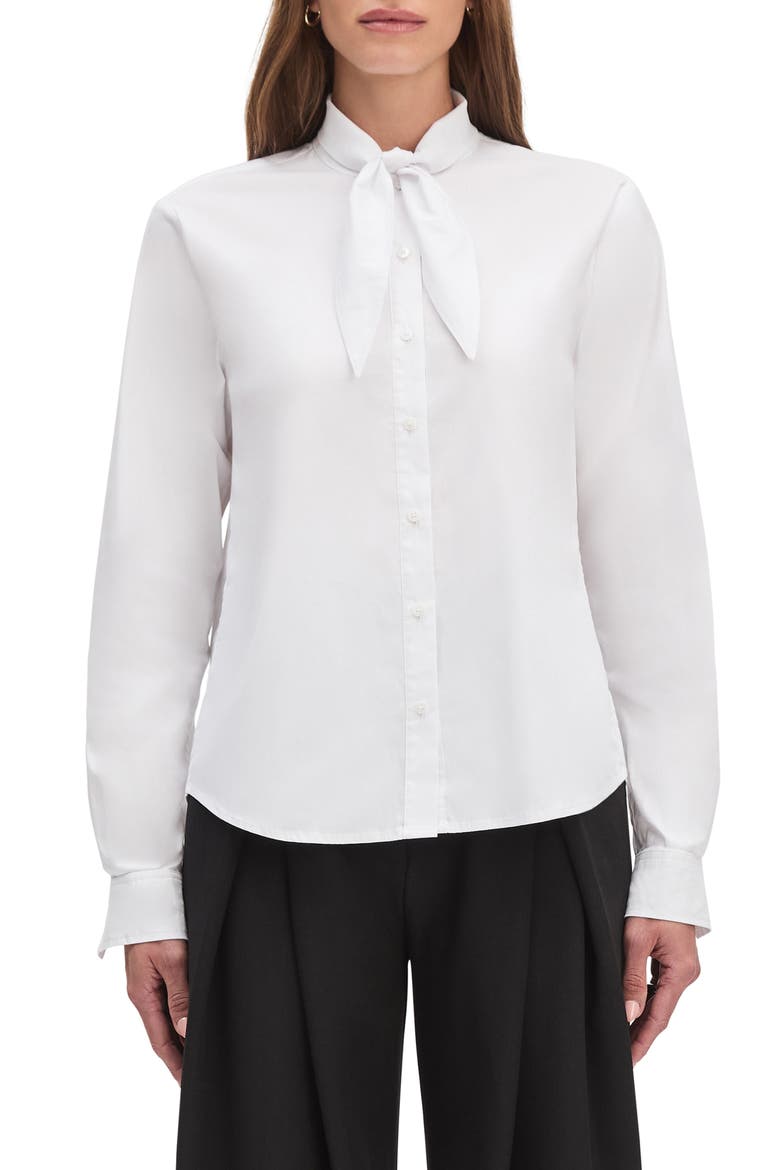 Grateau Cotton Blend Button-Up Shirt, Main, color, WHITE