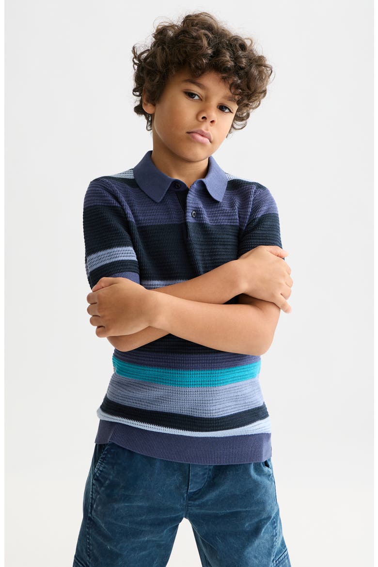 Kids' Stripe Textured Polo, Alternate, color, OCEANA STRIPES