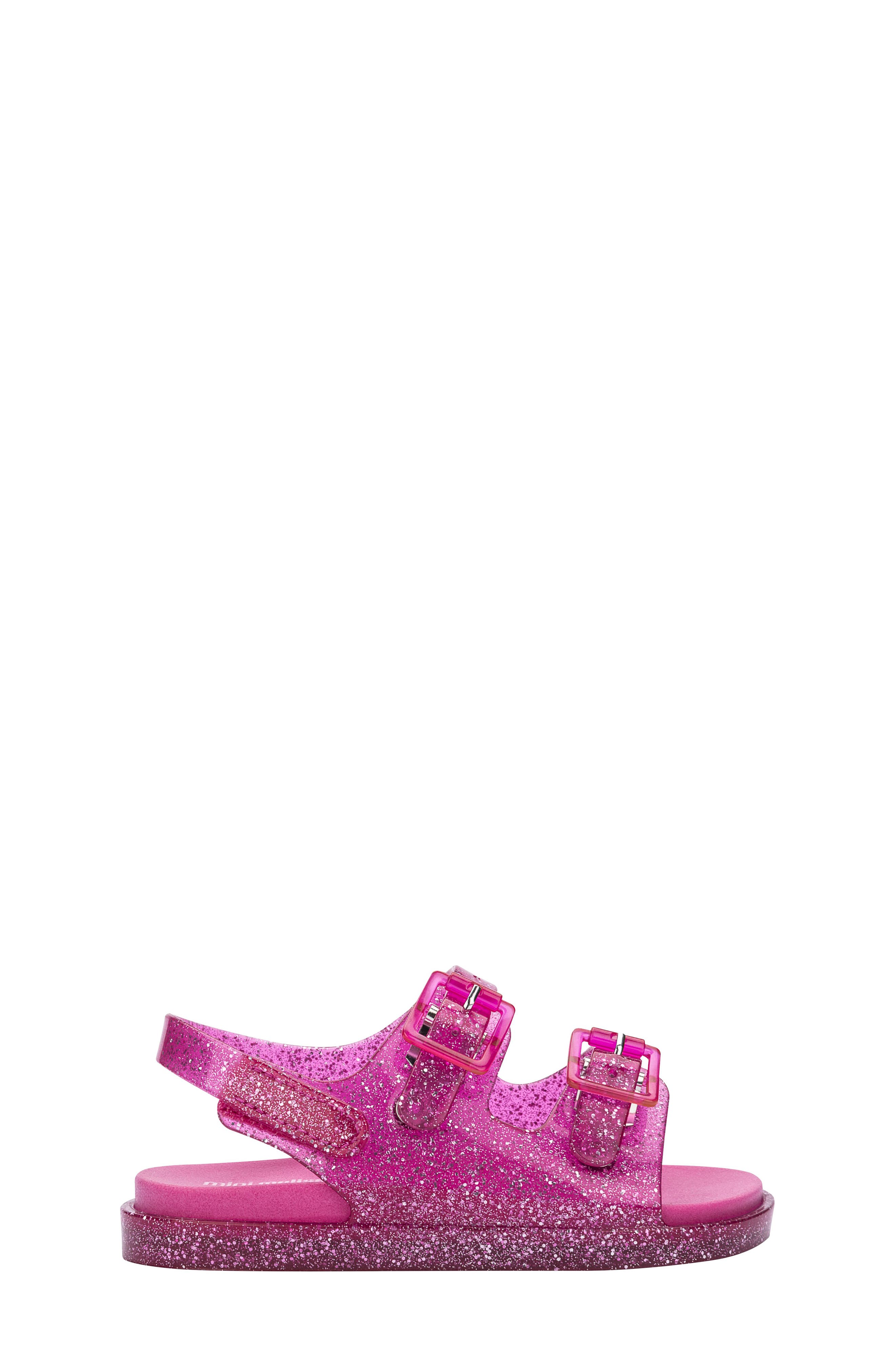 Mini Melissa Buckle Strap Sandal, Alternate, color, PINK GLITTER MIX