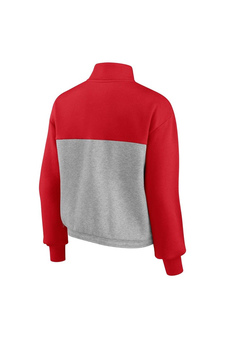 Women's Fanatics Branded Red/Heather Gray St. Louis Cardinals Iconic Cinch Waist Quarter-Zip Top, Alternate, color, Red