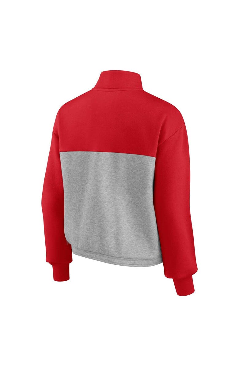 FANATICS Women's Fanatics Branded Red/Heather Gray St. Louis Cardinals Iconic Cinch Waist Quarter-Zip Top, Alternate, color, Red