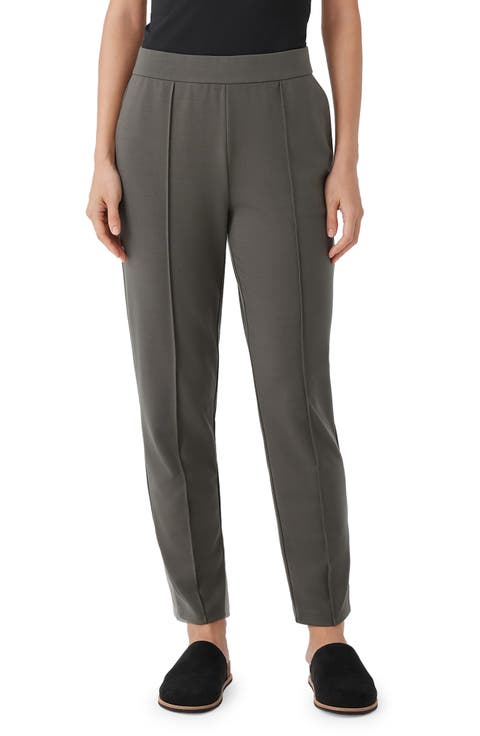Pintuck Pleat Tapered Ankle Pants