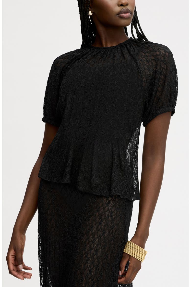 Semisheer Stretch Lace Top, Main, color, TRUE BLACK