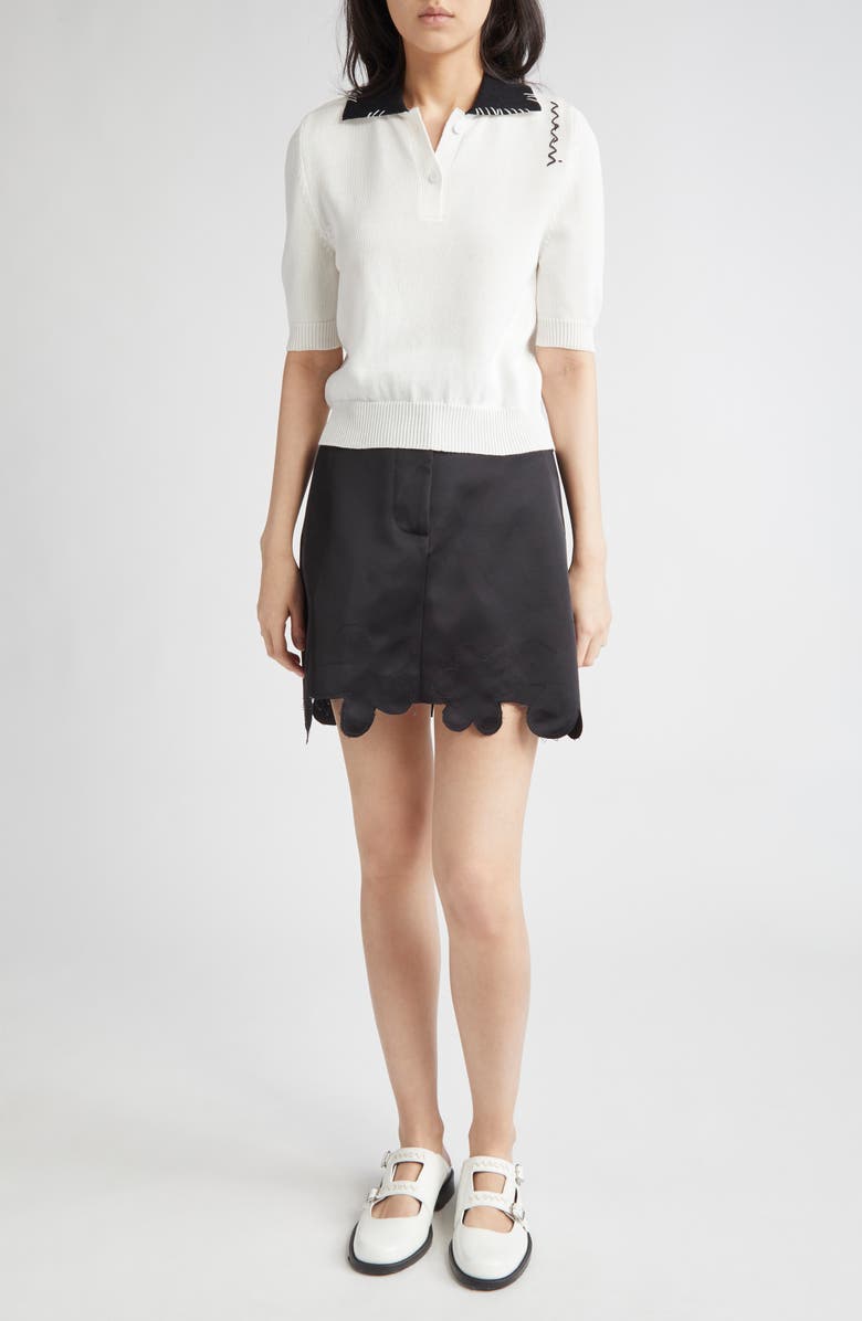 Marni Embroidered Logo Polo, Alternate, color, Natural White