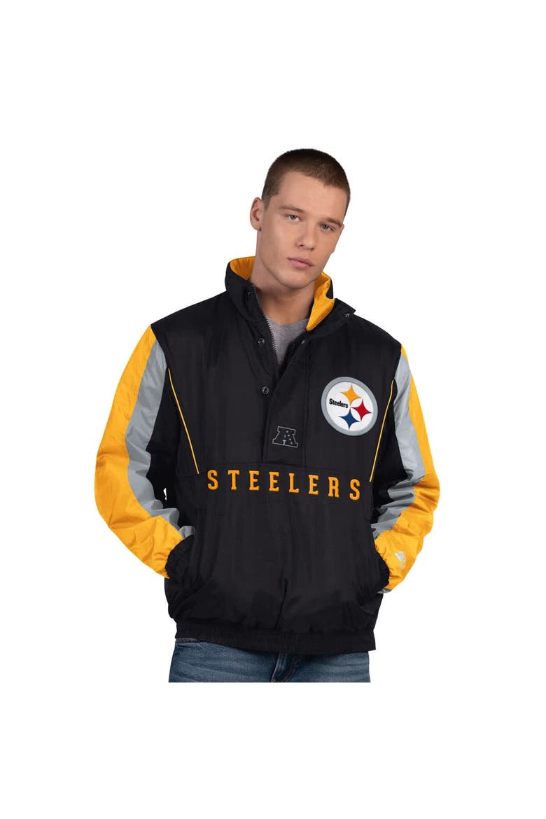 Men's Starter  Black Pittsburgh Steelers Thursday Night Gridiron Half-Zip Jacket, Main, color, Black