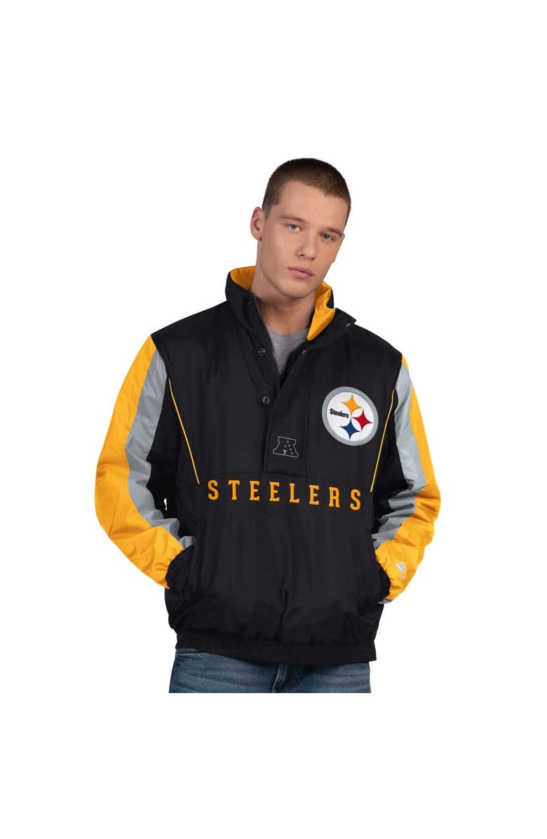 STARTER Men's Starter Black Pittsburgh Steelers Thursday Night Gridiron Half-Zip Jacket, Main, color, Black