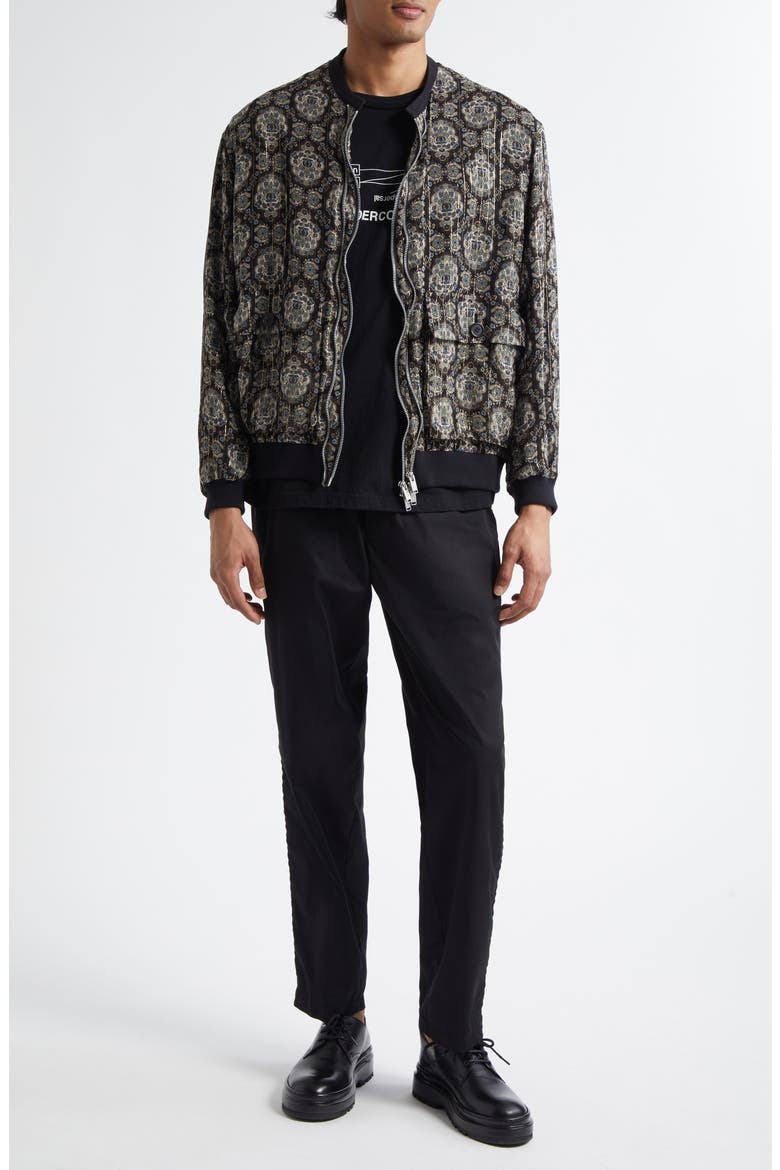 Print Silk Blend Blouson Jacket, Alternate, color, BLACK BASE