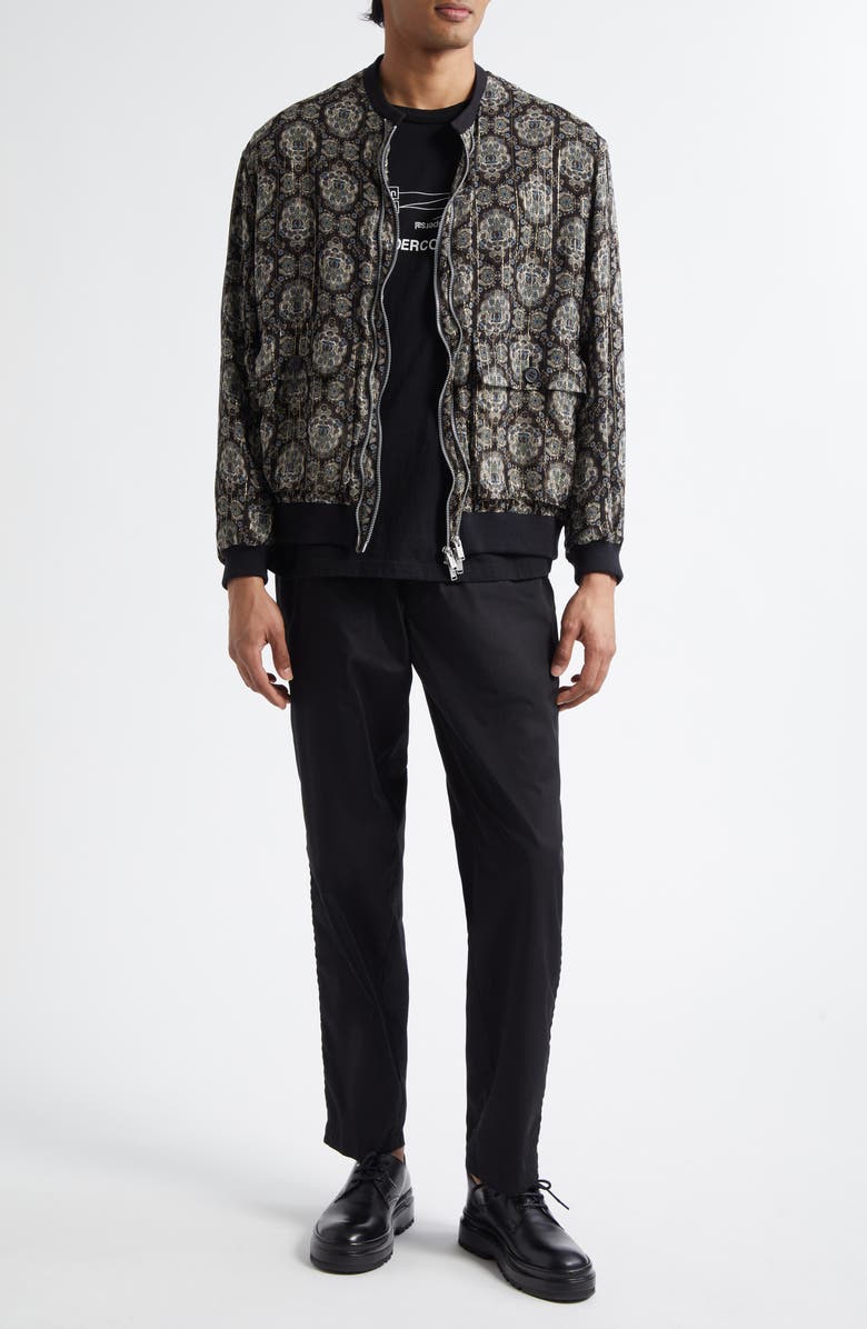 Undercover Print Silk Blend Blouson Jacket, Alternate, color, Black Base