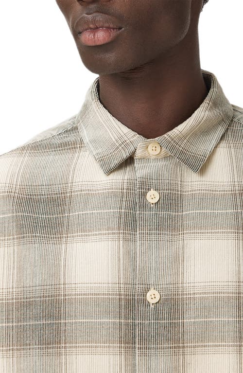 Allsaints Mens Sandshell Taup Yuki Logo-embroidered Checked Cotton Shirt In Gray