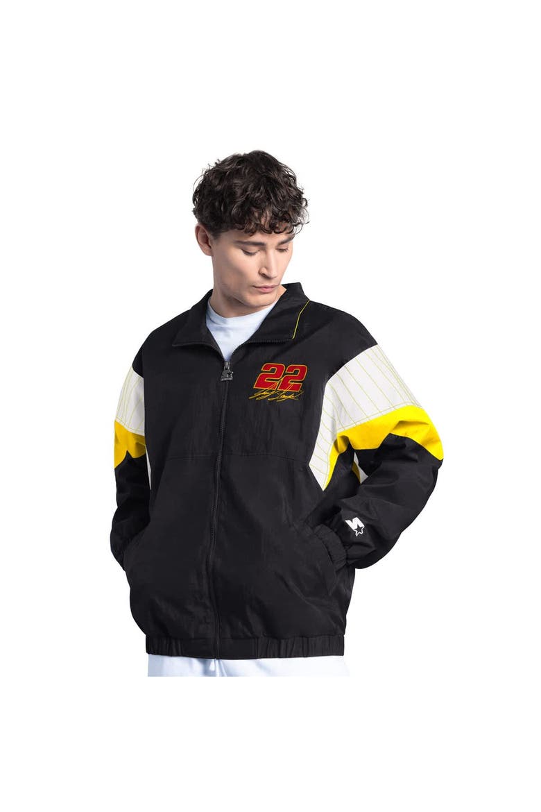 Men's Starter Black/Yellow Joey Logano Pennzoil Yard Line Full-Zip Jacket, Alternate, color, Black