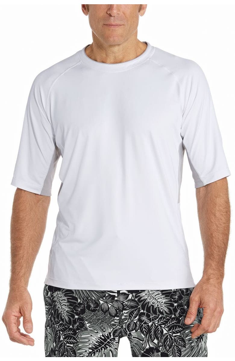 Coolibar Men's Ultimate Short Sleeve Rash Guard, UPF 50+ Sun Protection, Main, color, White