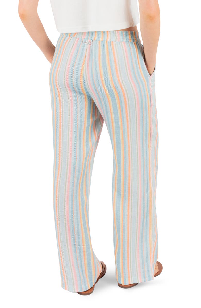 Hurley Avalon Stripe Cotton Gauze Wide Leg Pants, Alternate, color, Blue Multi