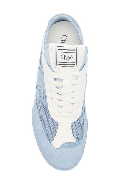 Chloé Kick Leather And Mesh Sneakers In Pearl Blue