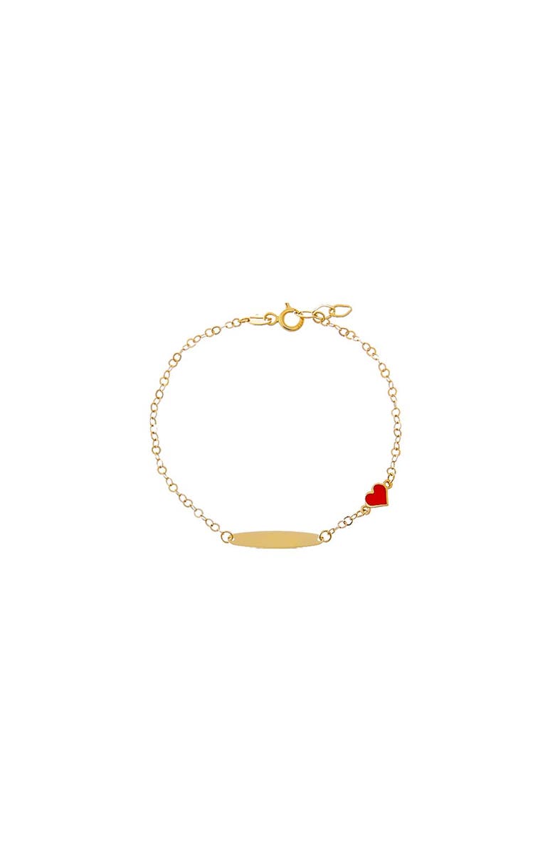 BY ADINA EDEN Kids Red Enamel Heart ID Bracelet 14K, Main, color, 14K Gold