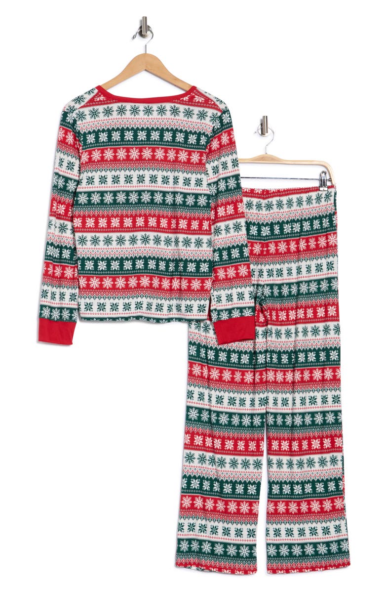JACLYN Mom Matching Family Fair Isle Snowflake Top & Pants Pajamas, Alternate, color, Bergen Fair Isl