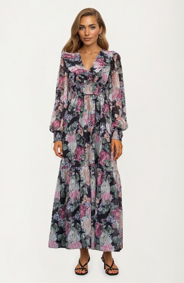 Knit and Lounge Floral Print Long Sleeve Maxi Dress, Main, color, Floral Print