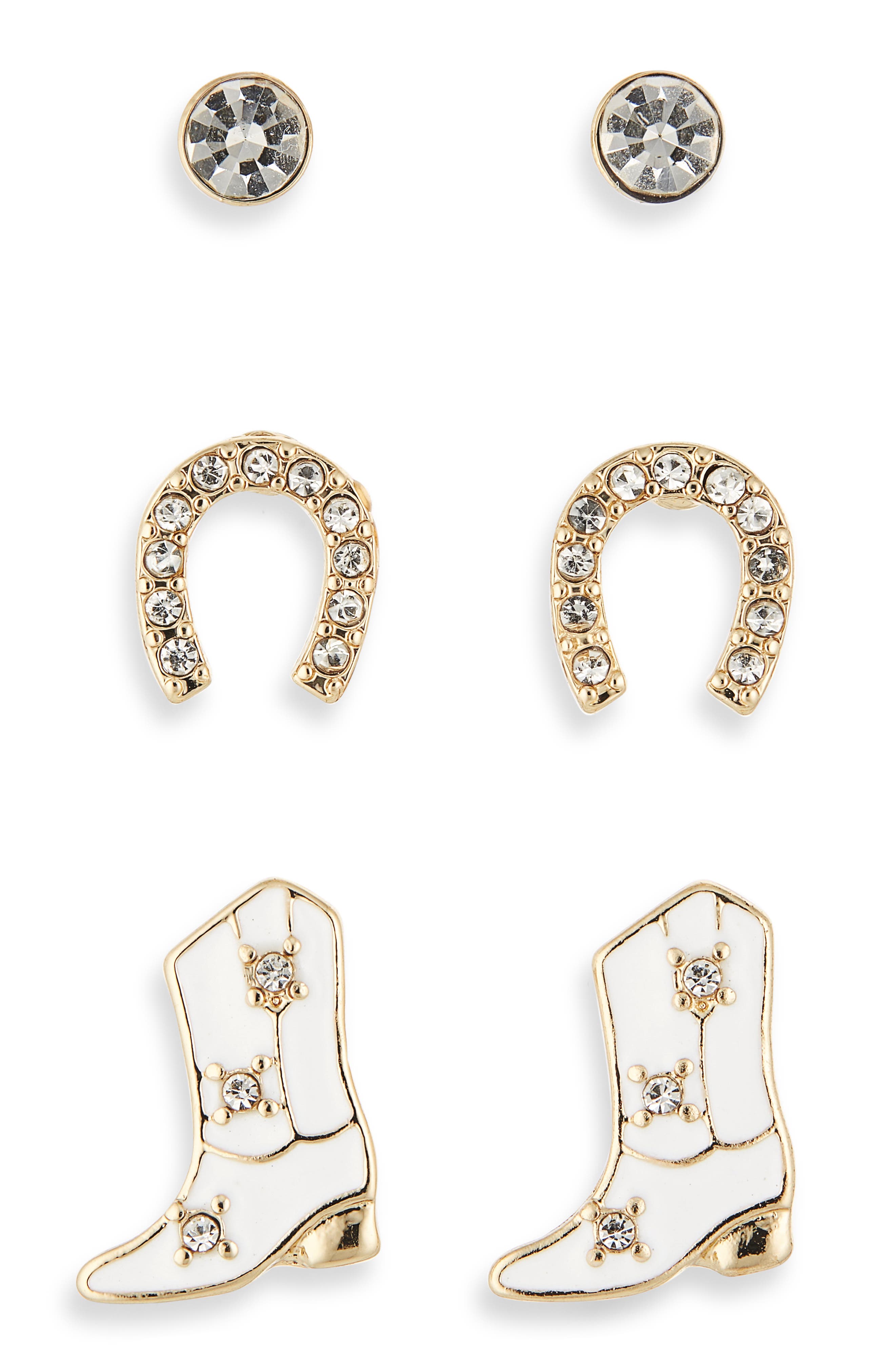 Panacea Set of 3 Western Stud Earrings