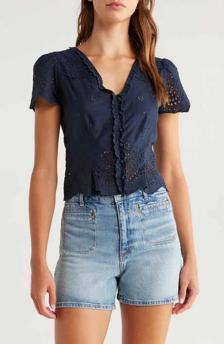 PAIGE Quinta Cotton Eyelet Button-Up Shirt