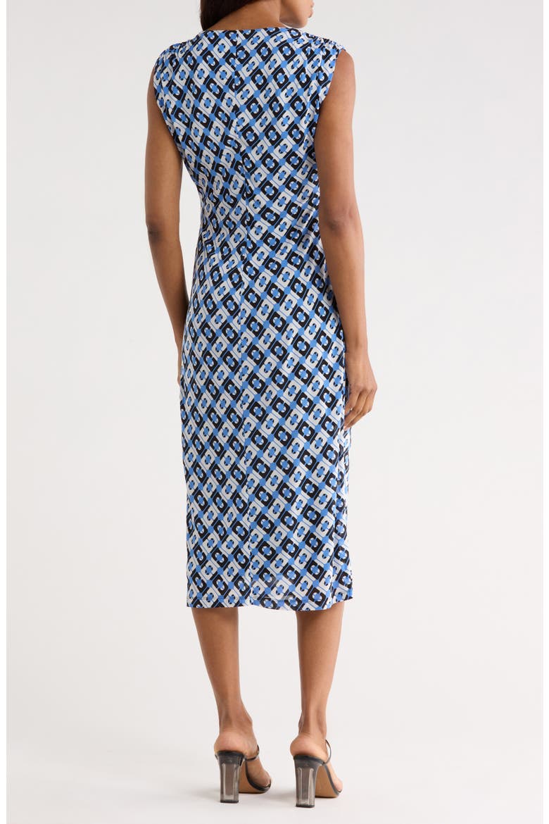 Darrius Cap Sleeve Ruched Midi Dress, Alternate, color, CANE LINK BLUE