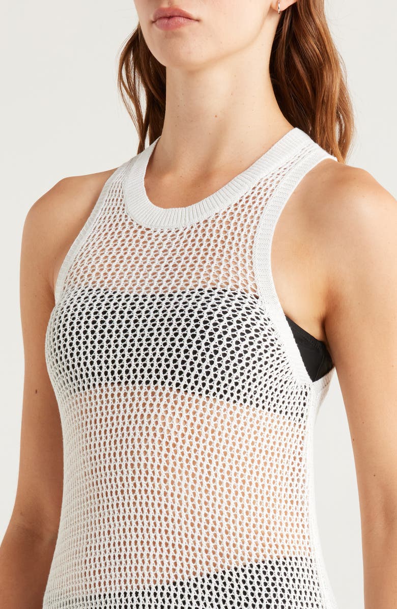 Nordstrom Sheer Open Knit Cover-Up Dress, Alternate, color, White