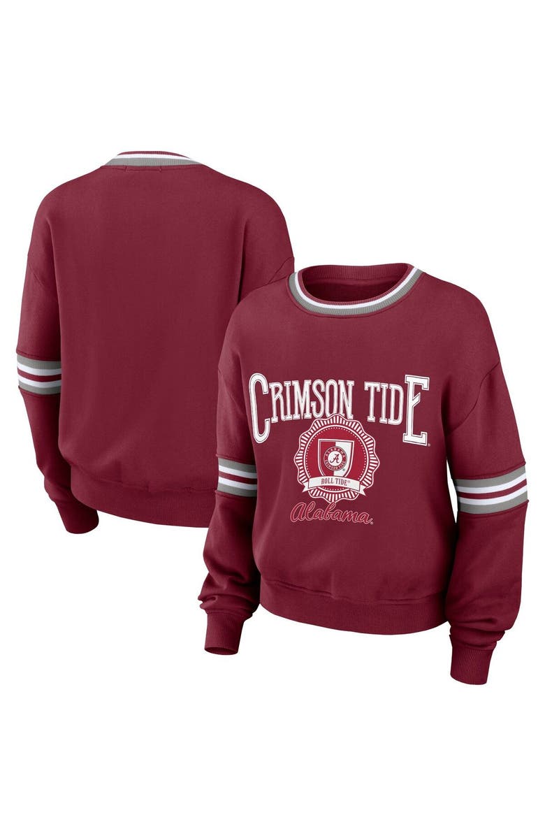 WEAR by Erin Andrews Women's WEAR by Erin Andrews Crimson Alabama Crimson Tide Vintage Pullover Sweatshirt, Main, color,
