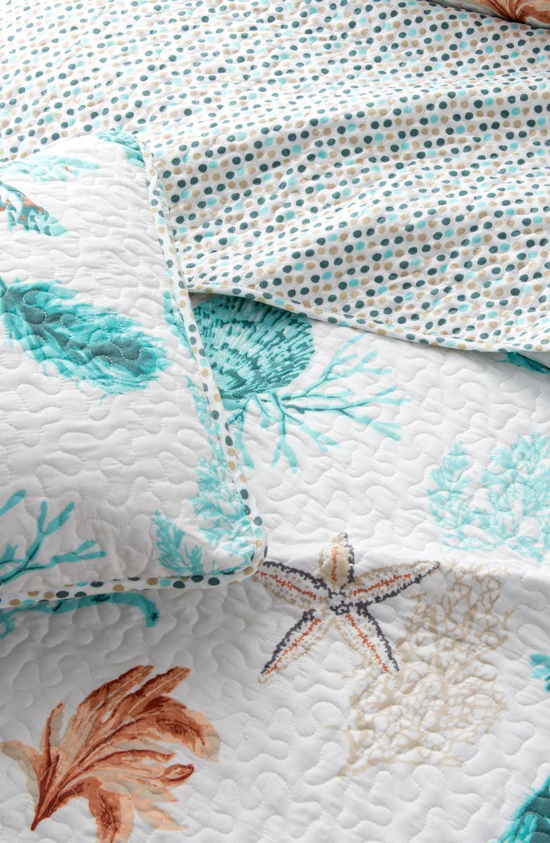 Woven & Weft Watercolor Coastal Quilt & Sham Set, Alternate, color, Coral Reef