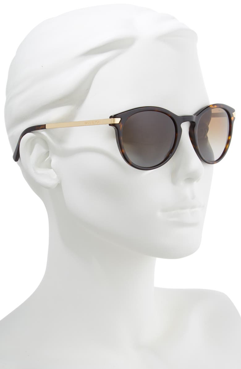 Michael Kors 53mm Polarized Round Sunglasses, Alternate, color, Tortoise/ Gold/ Brown Gradient